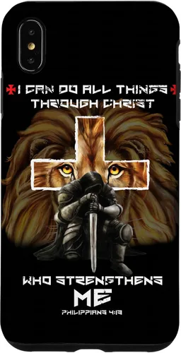 Vista 10 de Fundas para iPhone 11 Christian Phone Cases Men Bible Verse Philippians 4:13 Lion Case