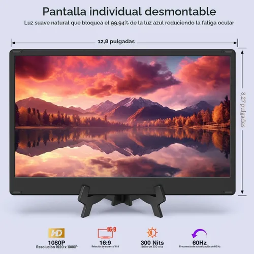 Vista 3 de Extensor de pantalla para laptop, extensor de monitor de laptop de 14" FHD 1080P, base estirable y pantalla desmontable, conectar y usar