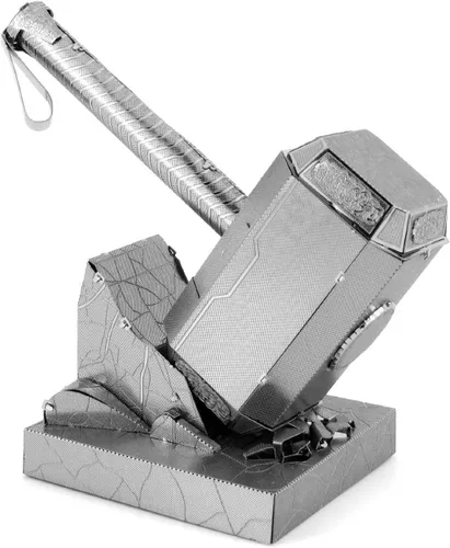 Vista 4 de Metal Earth Fascinations - Juego de 4 modelos de metal 3D Marvel Avengers - Guantelete infinito - Stormbreaker - Thor Hammer - Escudo de América