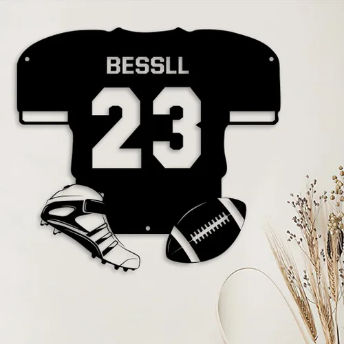 Vista 3 de Letrero de neón personalizado de jersey de fútbol americano, letreros de neón LED de fútbol americano para decoración de pared, alimentado por USB