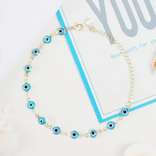 Vista 6 de Evil Eye Bracelets Blue Eye Ojo Hamsa Jewelry Dainty Gold Link Bracelets for Women Lucky Turkish Protection Trendy Birthday Jewelry Gifts