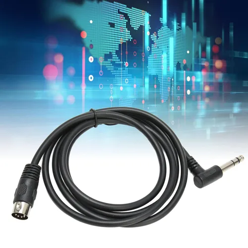 Vista 5 de Goshyda Cable de 1/4 de pulgada a DIN de 5 pines, 90 grados 0.250 in macho a MIDI 5pin macho TRS cable de audio estéreo para altavoz, amplificador