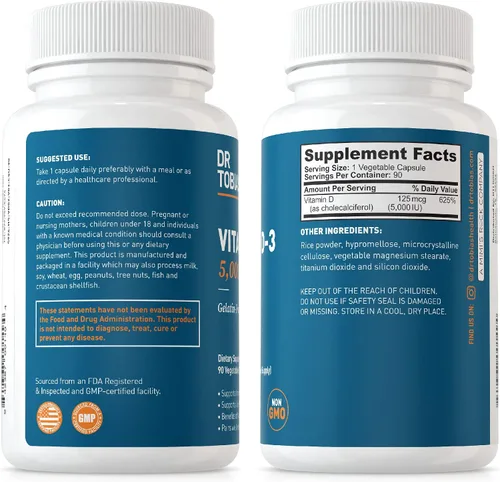 Vista 9 de Dr. Tobias La limpieza de colon durante 14 días y la vitamina D3 5000 UI apoyan la salud general, el sistema inmunológico y el sistema digestivo.