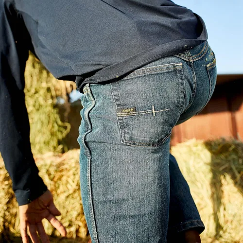 Vista 4 de Ariat Rebar M4 - Jeans de corte de bota DuraStretch de tiro bajo para hombre Carbine