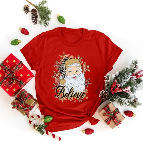 Vista 2 de Camiseta de Navidad para mujer, camiseta de manga corta con gráficos de Navidad, camiseta de Navidad