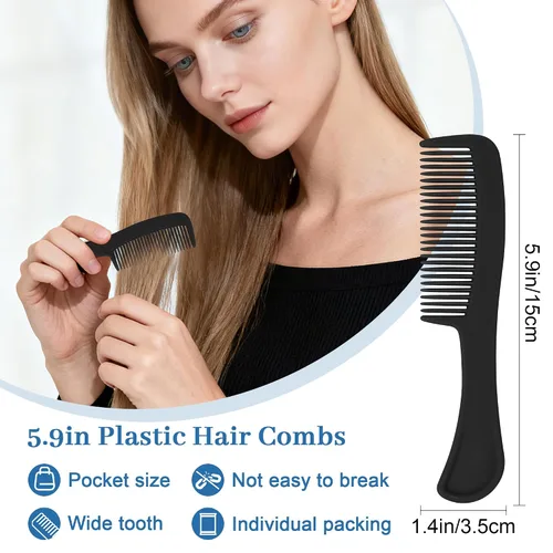 Vista 2 de Peines de pelo de viaje envueltos individualmente a granel para mujeres, hombres y niños, peine a granel para personas sin hogar, refugio, hogar