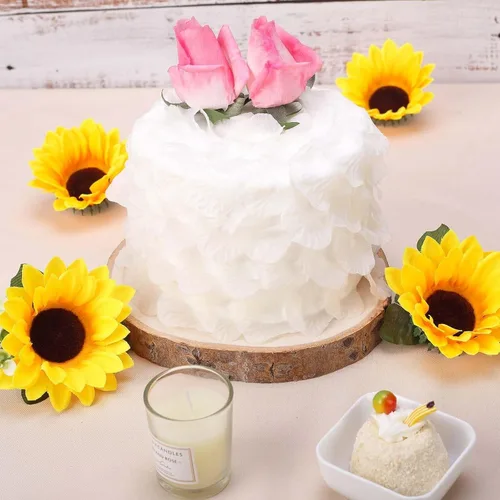 Vista 8 de Efavormart - Losas de madera de álamo rústicas redondas de 9 pulgadas de diámetro, decoración de mesa natural para bodas y eventos
