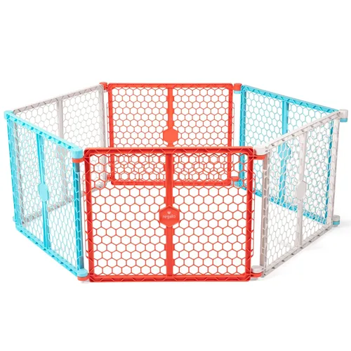Vista 15 de Regalo - Puerta ajustable de plástico de 192 pulgadas para bebés y patio de juegos con puerta, marca galardonada, 2 en 1, kit de bonificación