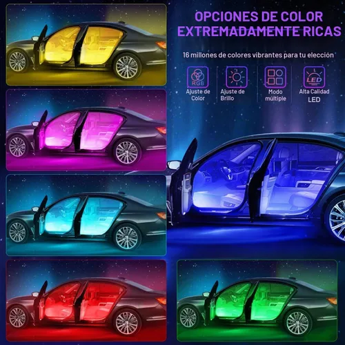 Vista 2 de LivTee Luces inteligentes para interiores de automóvil, luces LED RGB con control de aplicación, modo de música y bricolaje, diseño de 2 líneas