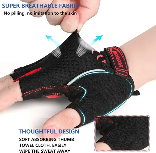 Vista 3 de MOREOK Guantes de ciclismo para hombres y mujeres con almohadilla de gel de 0.197 in - Bicicleta de carretera MTB, ciclismo, entrenamiento