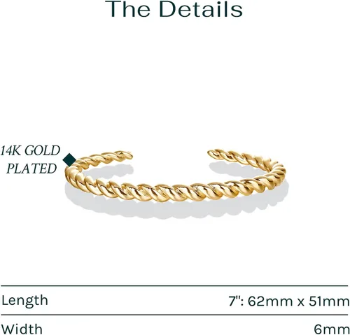 Vista 3 de PAVOI Pulsera trenzada chapada en oro Chapado en oro de 14 quilates Joyería ligera para el día a día
