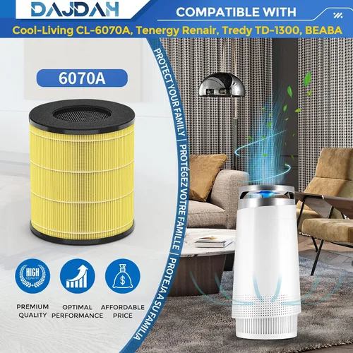 Vista 2 de Cuidado de mascotas: filtro CL-6070A compatible con Cool-Living CL-6070A, Tenergy Renair TAP01, BEABA Nursery y Tredy TD-1300 purificador de aire