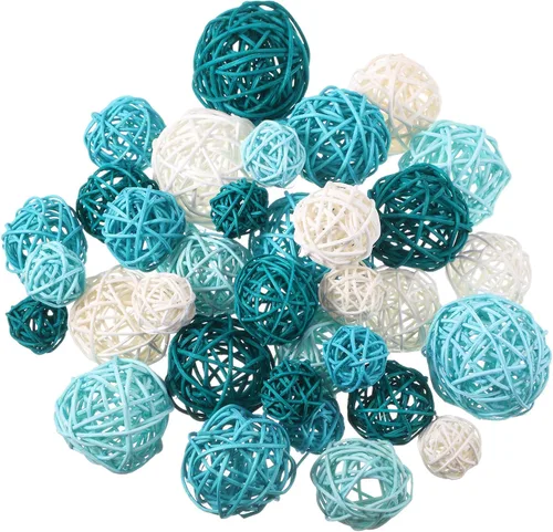 Vista 10 de Patelai 36 Piezas Bolas de Mimbre de Ratán Bolas Decorativas para Jarrón Centro de Mesa Cuencos Esferas de Relleno para Decoración del Hogar, 4 Boho