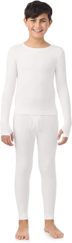 Vista 12 de Cuddl Duds Conjunto térmico con forro polar pesado para clima frío para niños, camisa de manga larga y leggings, pantalones largos para niños Negro