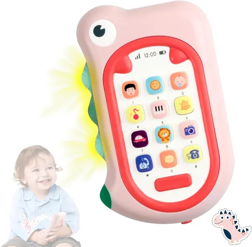 Vista 9 de Richgv Juguete para teléfono celular para bebé, juguetes de aprendizaje sensorial con 12 funciones, efectos de luz y múltiples sonidos, juguetes