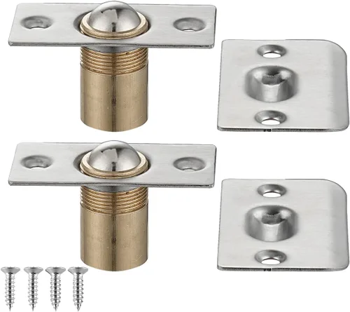 Vista 9 de JQK Herrajes para puerta de clóset, acero inoxidable ajustable con placa de golpeo, bronce antiguo, paquete de 2 unidades, HBC100-QG-P2