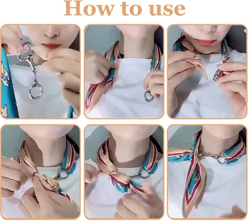Vista 25 de 4 piezas de clip de anillo de bufanda para mujer, broche de perlas y flores, hebilla de metal para chal, accesorios de decoración para damas y niñas