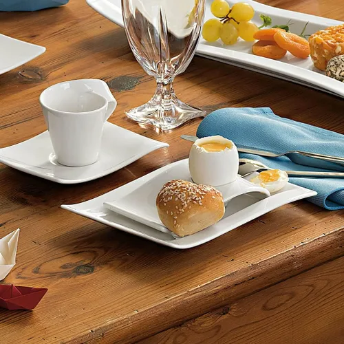 Vista 4 de Villeroy & Boch New Wave B&B - Plato para aperitivo, 7 x 6 pulgadas, porcelana premium, color blanco