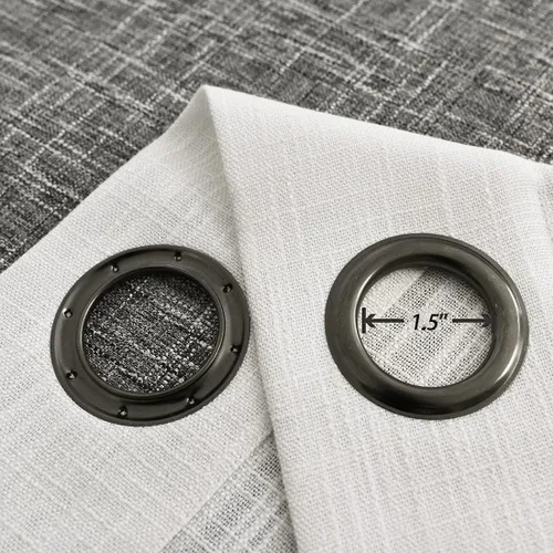 Vista 4 de Central Park Panel de cortina de ventana degradado de lino con estampado en tela de mezcla de rayón, tratamientos para sala de estar/dormitorio Gris