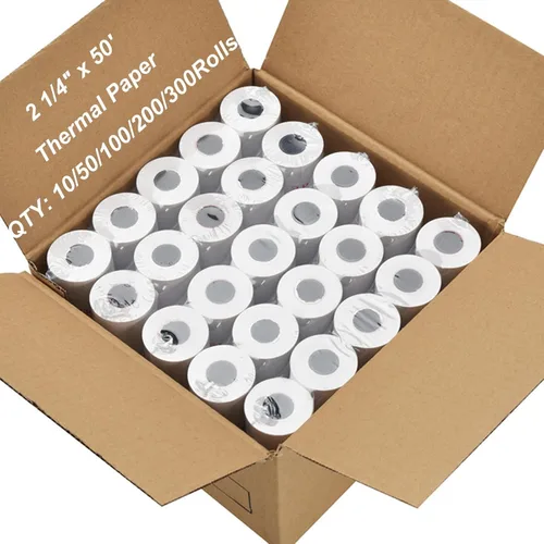 Vista 10 de [10 rollos] Rollos de papel térmico para recibos de 2 1/4 x 50, papel de alta calidad que se adapta a todos los terminales de tarjetas de crédito
