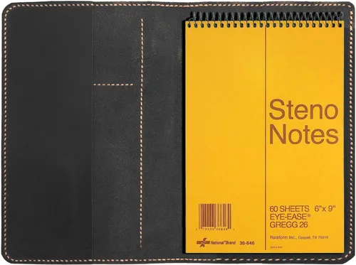 Vista 5 de Funda de cuero personalizada para bloc de notas Steno de 6"x9", cubierta de espiral de cuero hecha a mano, funda folio compatible con bloc de notas