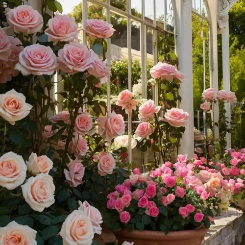 Vista 4 de Más de 300 semillas de rosas trepadoras para plantar, raras variadas trepadoras, rosas rosadas, arbustos, vid, sin OMG, semillas de reliquia, flores