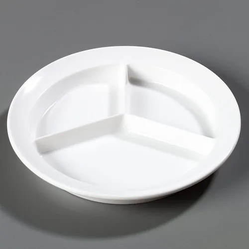 Vista 7 de Carlisle FoodService Products Kingline - Plato dividido con compartimento profundo con 3 compartimentos para el hogar y el restaurante, melamina