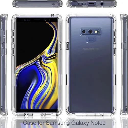 Vista 5 de Funda de teléfono para Galaxy Note 9, N960U con protector de pantalla de vidrio templado, carcasa protectora de cuerpo completo transparente
