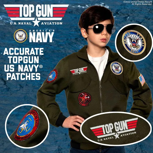 Vista 3 de UNDERWRAPS TOPGUN - Disfraz de piloto de combate Con licencia oficial de US NAVY TOPGUN