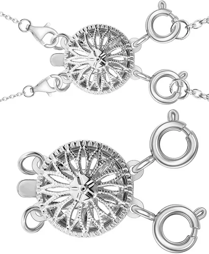 Vista 13 de Dailyacc Cierre de collar en capas para mujer, cierre de joyería deslizante de plata y oro de 14 quilates, conectores de pulsera