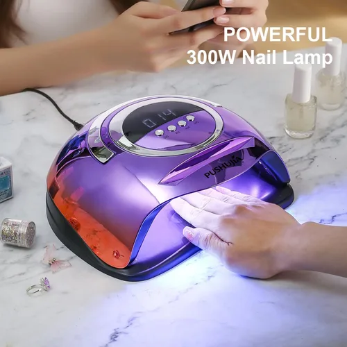 Vista 2 de Lámpara de uñas profesional de 300 W, secado rápido, sensor de movimiento automático, 4 ajustes de temporizador, cobertura uniforme de 72 LED