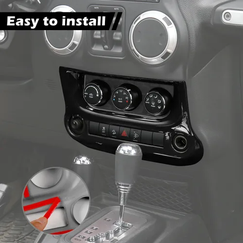 Vista 3 de RT-TCZ Para Jeep JK Negro Dash Console A/C Controles Cubierta Trim Panel para Jeep Wrangler JK JKU 2011-2017 ABS Interior Accesorios 1pc