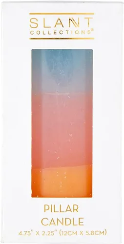 Vista 3 de Slant Collections Vela de pilar sin perfume tricolor, 4.75 pulgadas, azul/rosa/naranja