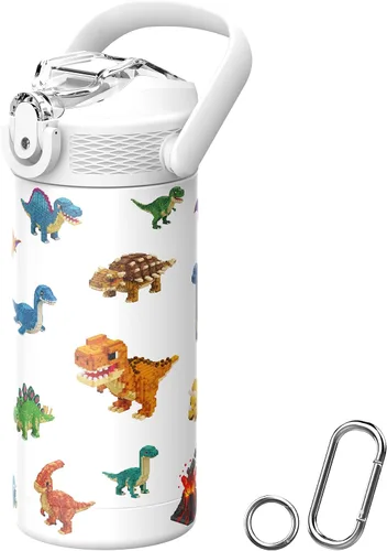 Vista 16 de MYFOREST - Botella de agua aislada para niños de 14 onzas / 13.5 fl oz, forro sin olor, 3D Touch No Plastic Taste, Surgical Steel - No Chemical
