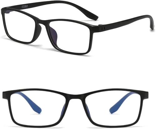 Vista 4 de Gafas de miopía para hombres y mujeres, TR90 marco flexible con bloqueo de luz azul, gafas ligeras de miopía para distancia Gris transparente