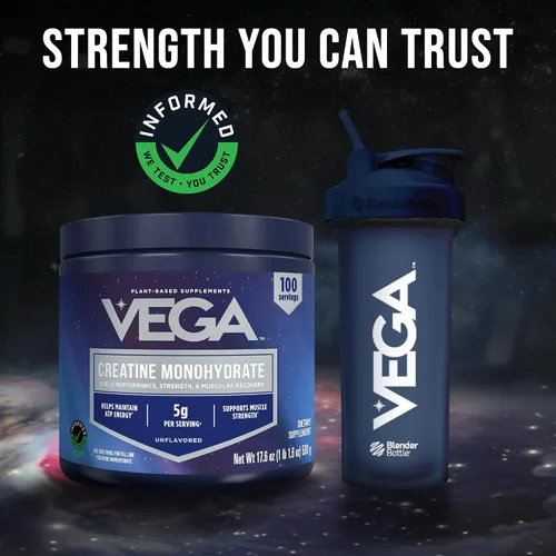 Vista 10 de Vega Monohidrato de creatina micronizada en polvo, sin sabor, 0.18 oz de creatina vegana pura para hombres y mujeres, fuerza, rendimiento