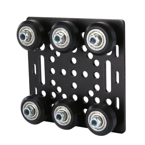 Vista 2 de 1 paquete ensamblado 2040 V Kit de placa de góndola con 6 piezas de ruedas sólidas POM Solo compatible con perfiles de extrusión de aluminio