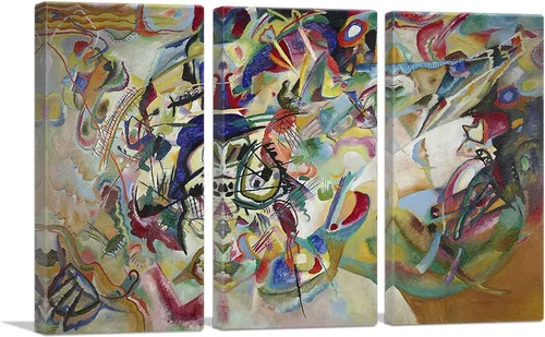 Vista 10 de ARTCANVAS Wassily Kandinsky - Lienzo decorativo de composición VII de 1913, pintura enmarcada estirada, póster con imagen giclée, decoración