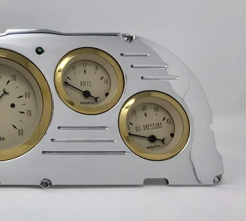 Vista 4 de Dolphin Gauges 1960 1961 1962 1963 Chevy Truck 6 Gauge Dash Cluster Panel Set Mecánico Oro Bisel