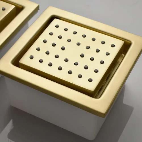 Vista 4 de AYIVG Pulverizador de cuerpo de ducha de masaje cuadrado de latón cepillado dorado cepillado masaje ajustable spa rociador lateral instalación