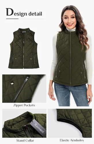 Vista 5 de Xeoxarel Chaleco acolchado para mujer, chaqueta acolchada sin mangas (XS-XXL)