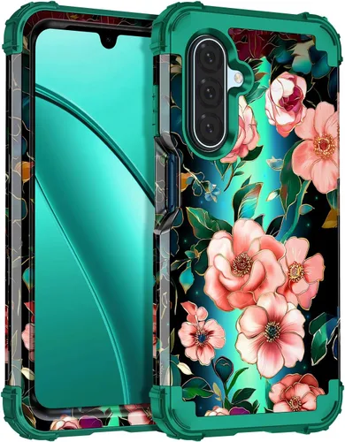 Vista 53 de Miqala Funda para Galaxy A14 5G, que brilla en la oscuridad, tres capas, resistente, a prueba de golpes, protección completa, parachoques