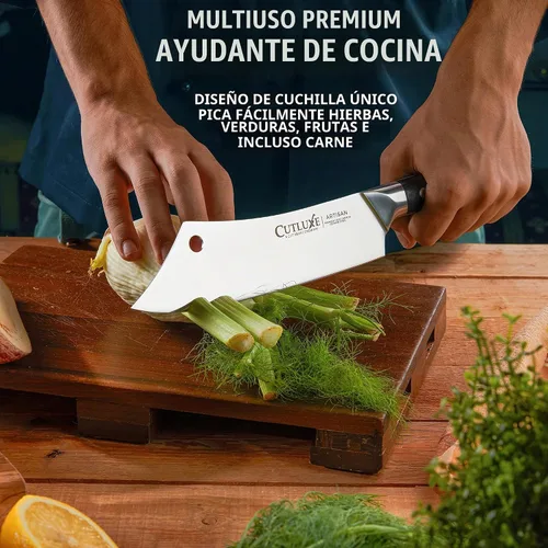 Vista 7 de Cutluxe Cuchillo Cleaver de Chef – Cuchillo de Carnicero Cleaver de Carne de 8" – Hoja de Acero Alemán, Espiga Completa, Diseño de Mango Ergonómico