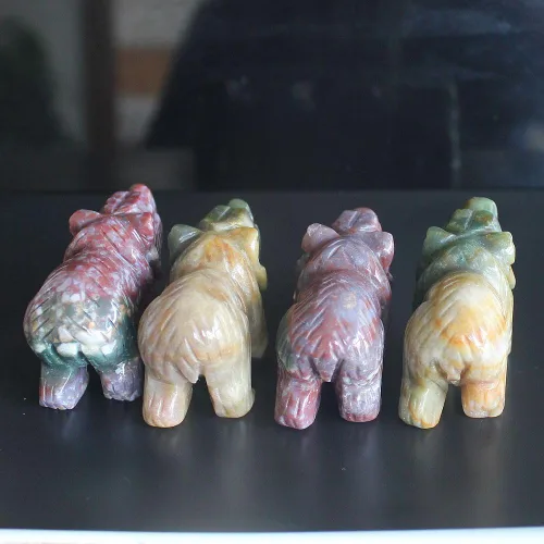 Vista 6 de HLbshi - Figura de oso de cristal tallada (ágata oceánica)