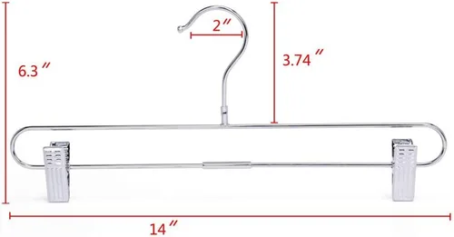 Vista 6 de Juego de 10 ganchos giratorios de 360 grados para pantalones y faldas cromados de calidad, duraderos y antioxidantes para ropa, jeans, pantalones