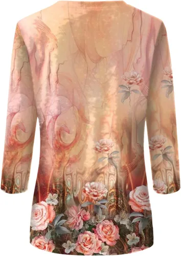 Vista 71 de Camisetas personalizadas para mujer, a la moda, casual, de séptima manga, estampada, cuello redondo, camiseta