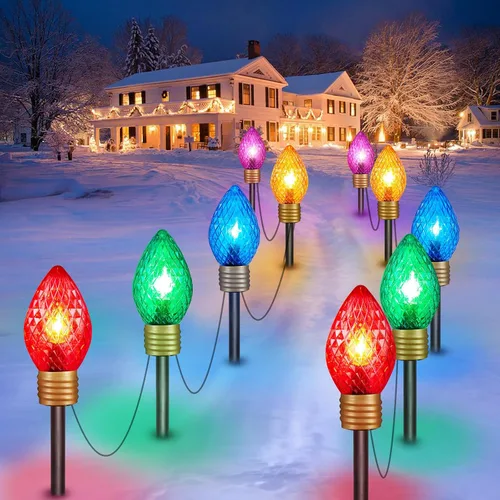 Vista 21 de Strawberry Jumbo C9 Luces de Camino de Navidad para Exteriores - 8.5 Pies 5 Luces LED C9 de Navidad, Luces C7 Cubiertas Jumbo Multicolor Luces