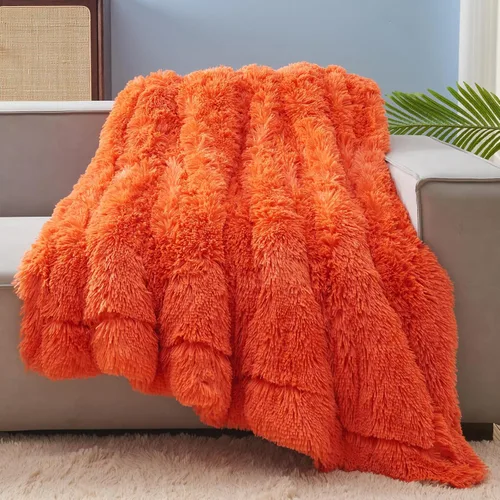 Vista 27 de GONAAP Manta de Tiro Difusa de Piel Sintética Negra Súper Suave Acogedora Felpa Difusa Peluda para Sofá Sillón Cama (Negro, Tiro(50"x60"))