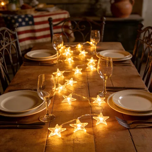 Vista 2 de Cadena de luces con estrellas, 30 LED de cristal, funciona con pilas, 10 pies, decoración para dormitorio