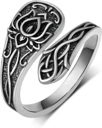 Vista 7 de Anillos de cuchara para mujer, plata de ley 925, anillos de cuchara, anillos de pulgar vintage, regalos de joyería para mujeres y hombres